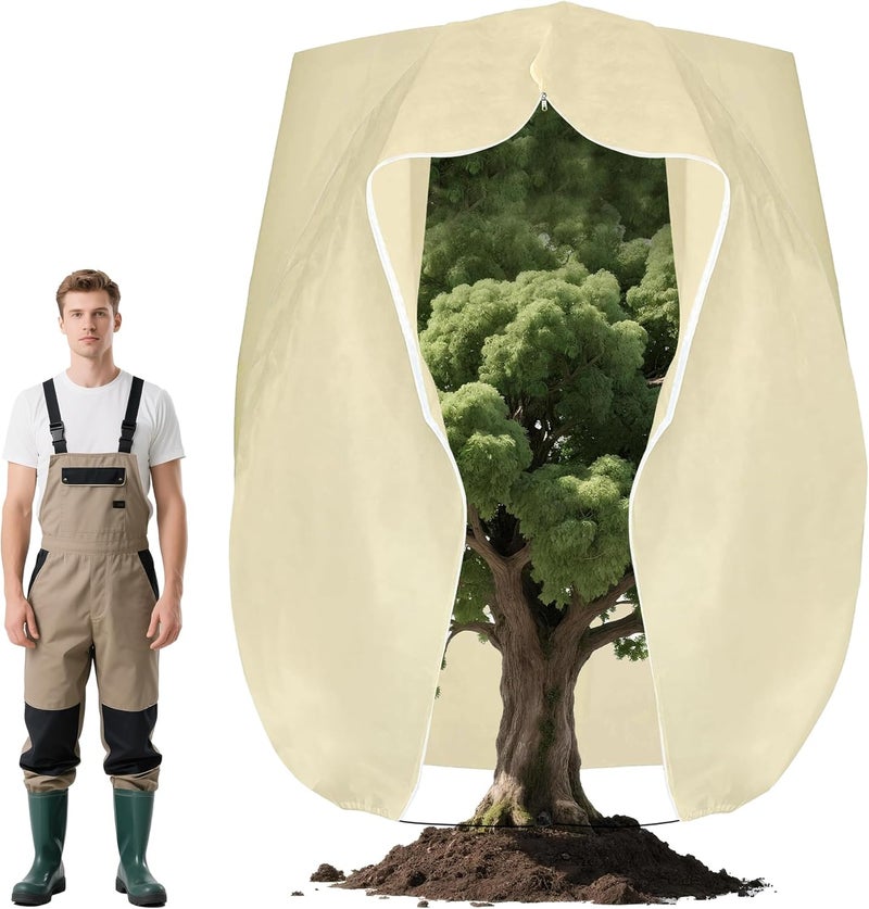 DINGBAI 142x100inches Huge Plant Covers Freeze Protection,Frost Cloth for Outdoor Plants, 2.5 oz/yd² Thickened Winter Tree Covers with Zipper Drawstring,1 Pack Frost Blanket from Wind,Pest and Animal. - Image 1